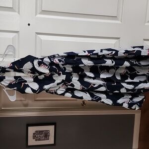 Vintage Inspired Navy Blue Crane Novelty Print Halter Fit n' Flare Dress Midi